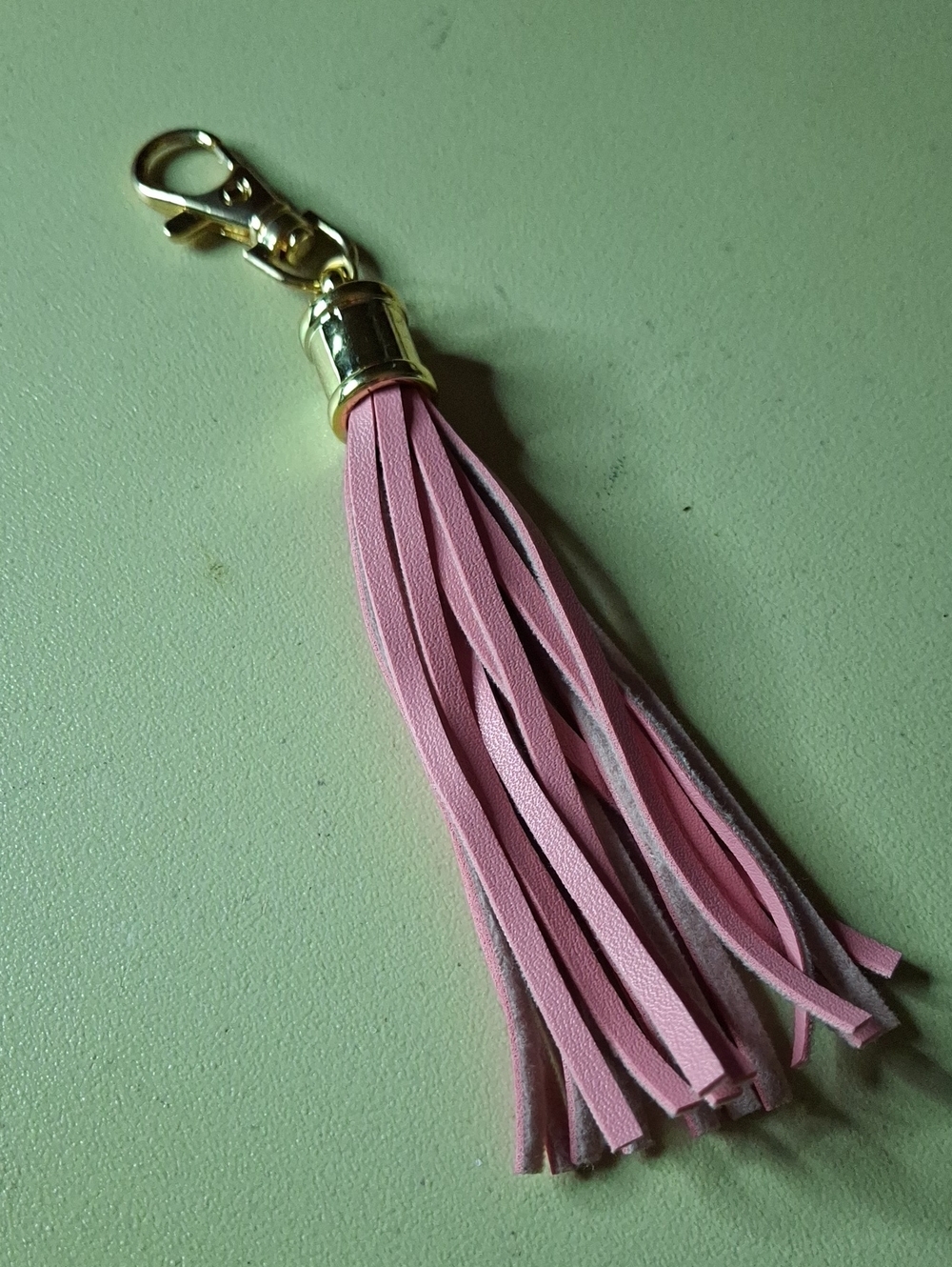 Tassel Gold Hardware Keyring Purse Charm New - Pink
